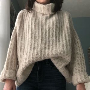 Free People Cream Turtleneck Sweater